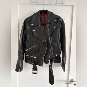 NWT AllSaints Estae Leather Biker Jacket - Black - Size 4